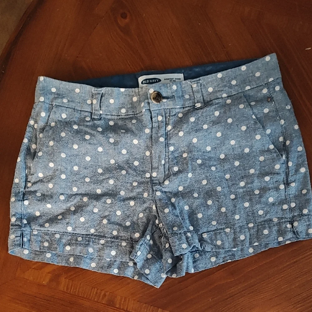 Old Navy Blue and White Jean Shorts with Polka Dot Pattern - Picture 1 of 4